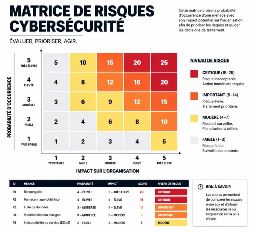 Matrice d'analyse de risque cybersécurité pour une stratégie de protection efficace