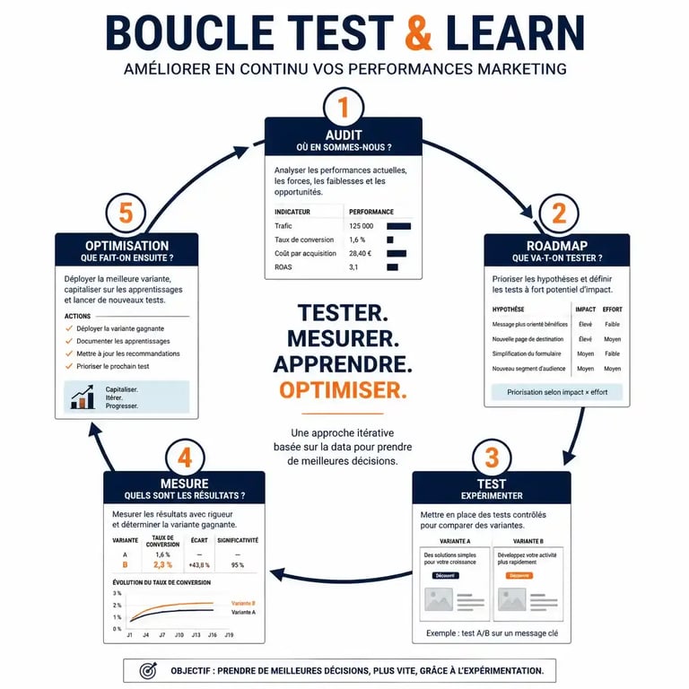Méthodologie Test & Learn pour agence de growth marketing