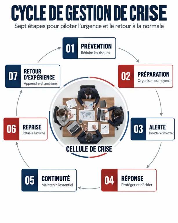 Cycle de gestion de crise présenté par un cabinet de gestion de crise